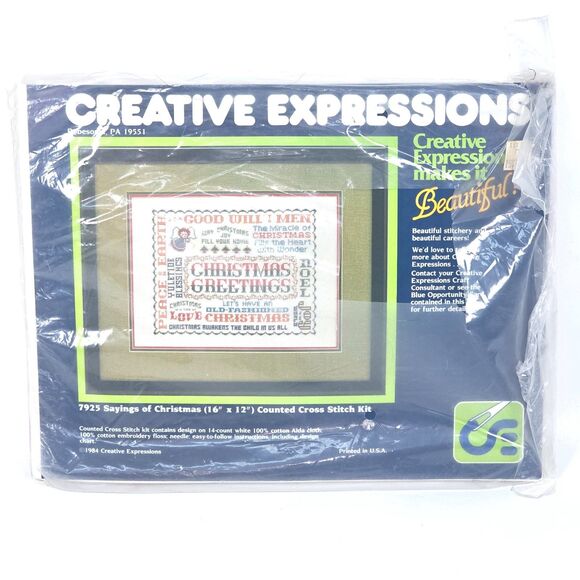 Creative Expressions Sayings of Christmas Cross Stitch Kit 7925 16x12 Grannycore - Picture 1 of 5